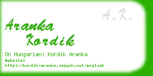 aranka kordik business card